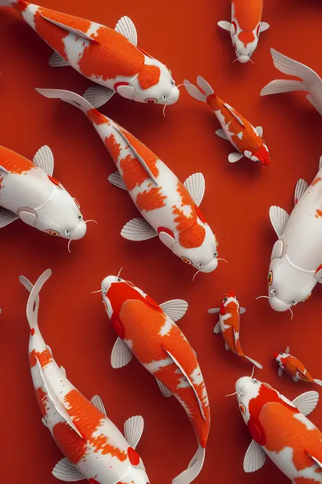 Koi on red