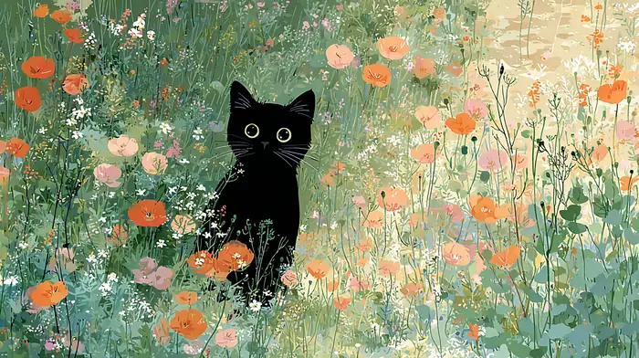 Cat in the poppies