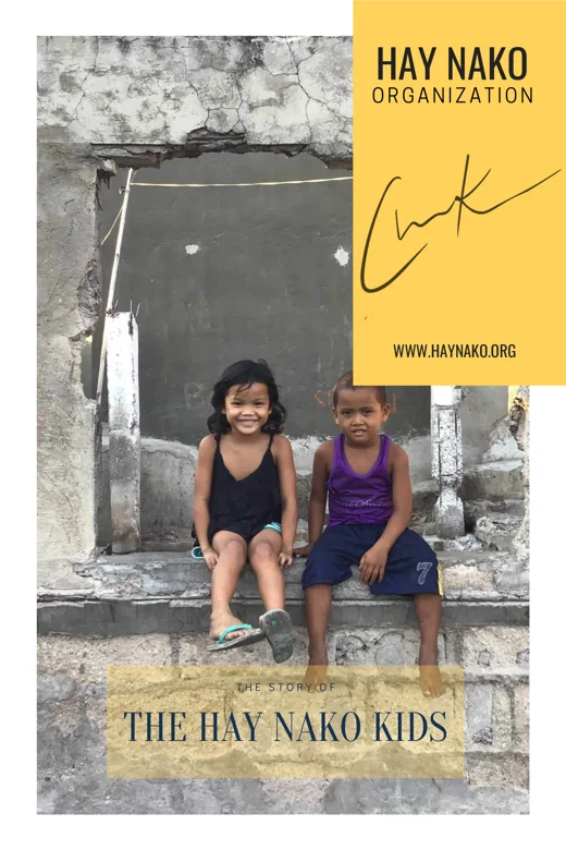 The Hay Nako Kids magazine cover: two children sitting outside their home.